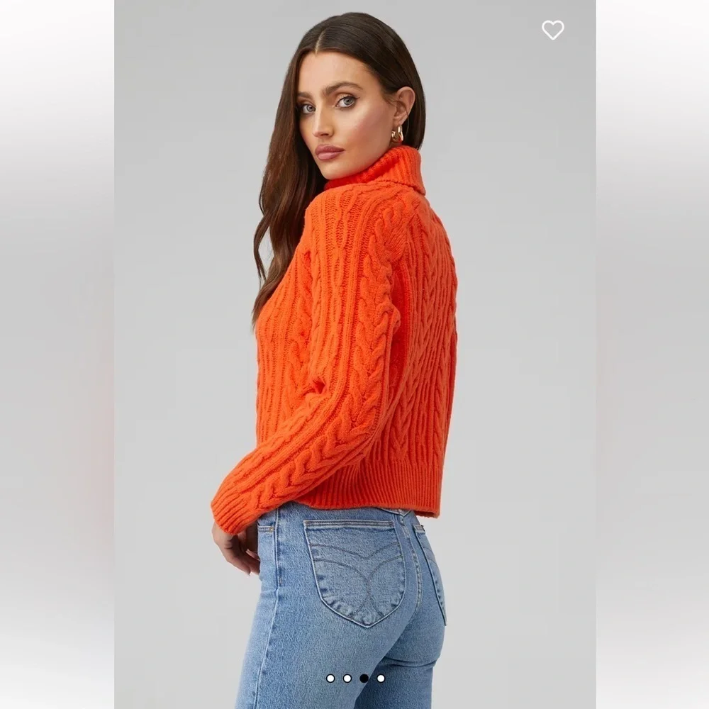 Callahan Peyton turtleneck Orange Cable Knit Sweater